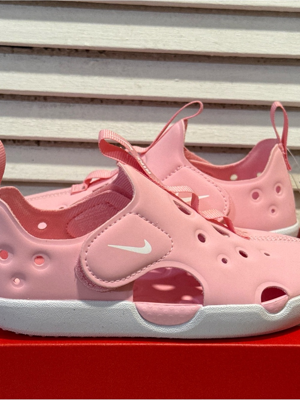New Nike Kids’ Sunray Protect 4 Toddler Slip-On Sandals Pink Size 9C HF6278-601